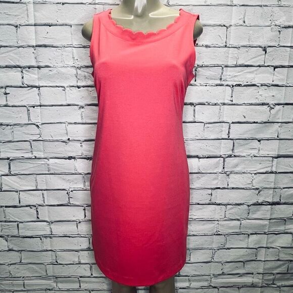 Talbots Womens Pink Scalloped Neckline Sleeveless Shift Dress Size Small - Picture 1 of 8